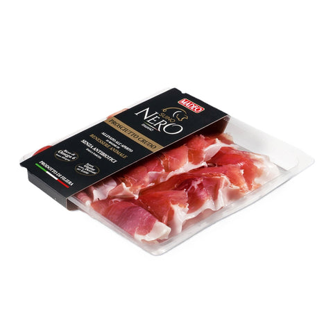 Prosciutto crudo di Suino Nero di Calabria affettato